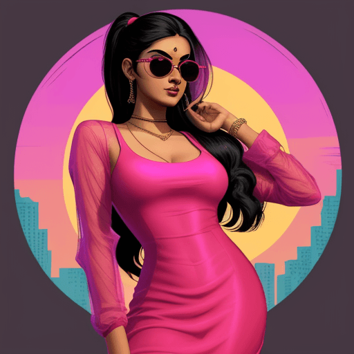 AI generated: A 20 years old Indian girl wears Long Sleeve Evening red dress and Erotic pose and have Black Long P...