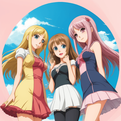 AI generated: Gather girls,Anime,cartoon beautiful background