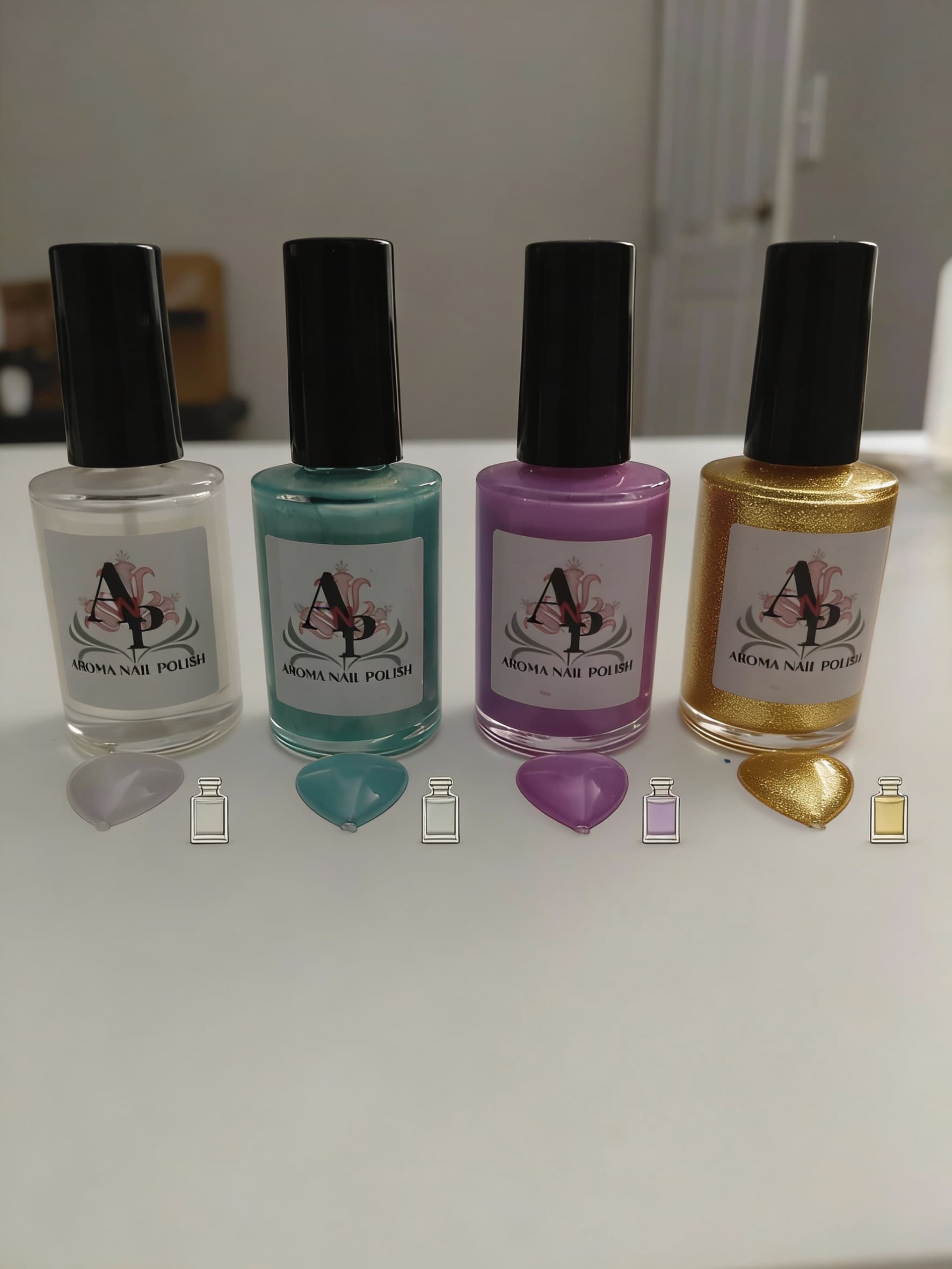 AI generated: Aroma nail polish comes in bright and pretty colors like pink, red, lavender, and gold. They also sm...