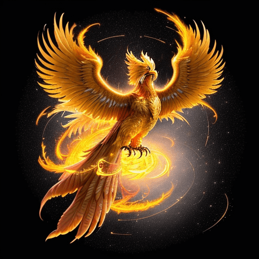 AI generated: Generate an image of the phoenix as a being composed of pure energy and radiant light. It depicts th...