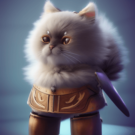 AI generated:  super cute fluffy cat warrior in armor, photorealistic, 4K, ultra detailed, vray rendering, unreal ...