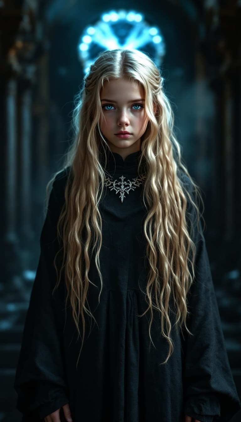 AI generated: a professional photo of a ten year old girl, (futuristic),(masterpiece), (realistic), (perfect anato...