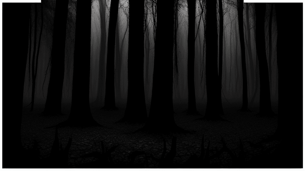 AI generated: Horror movie poster. Scary dark forest.