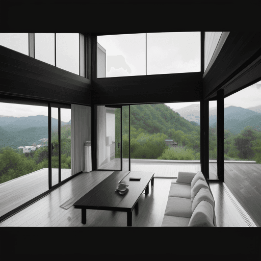 AI generated: The house has clean and minimalist lines, with a vernacular façade that contrasts with the lush vege...