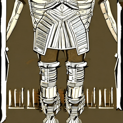 AI generated: monochrome, a man with big eyes, brown hair with tuft, in golden armor, manga, ((without helmet)), b...