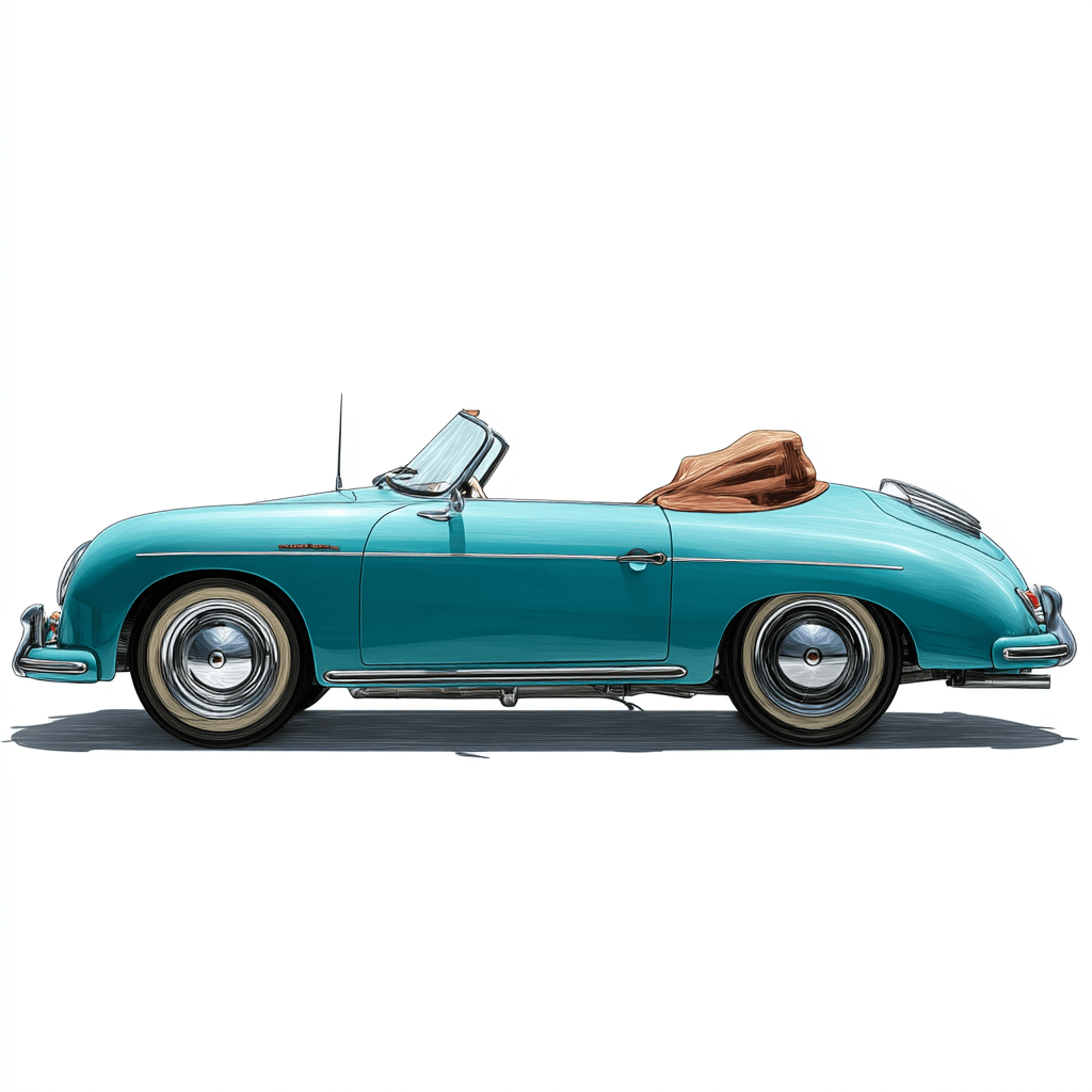 AI generated: retro 1955 Porsche 356 Speedster clipart, beautifully illustrated with its smooth body lines,
conve...