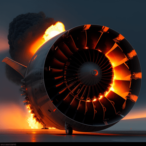 AI generated: Burning commercial jet engine