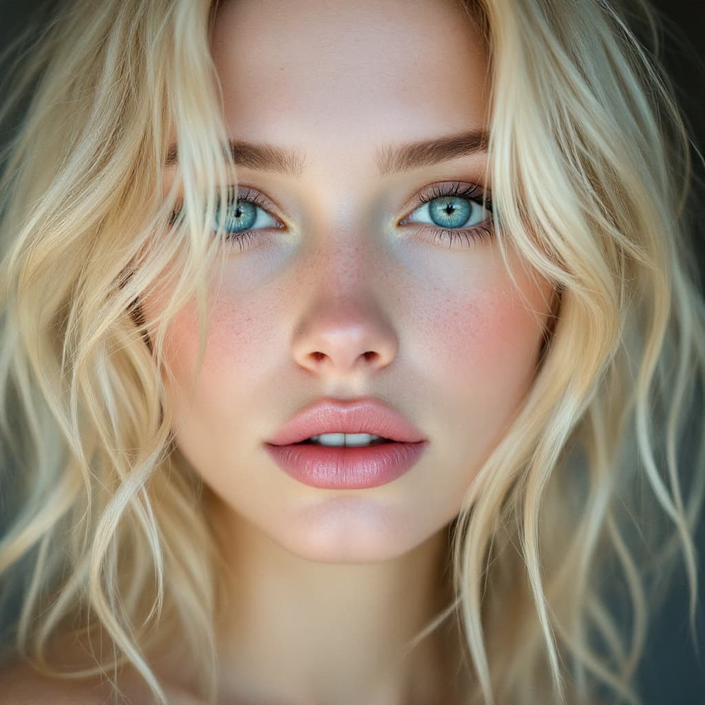 AI generated: white skin blonde with skinny hot face