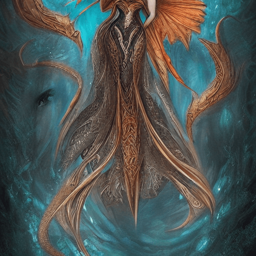 AI generated: A powerful and elegant woman perfectly integrated with the essence of the dragon, Imaginative and vi...