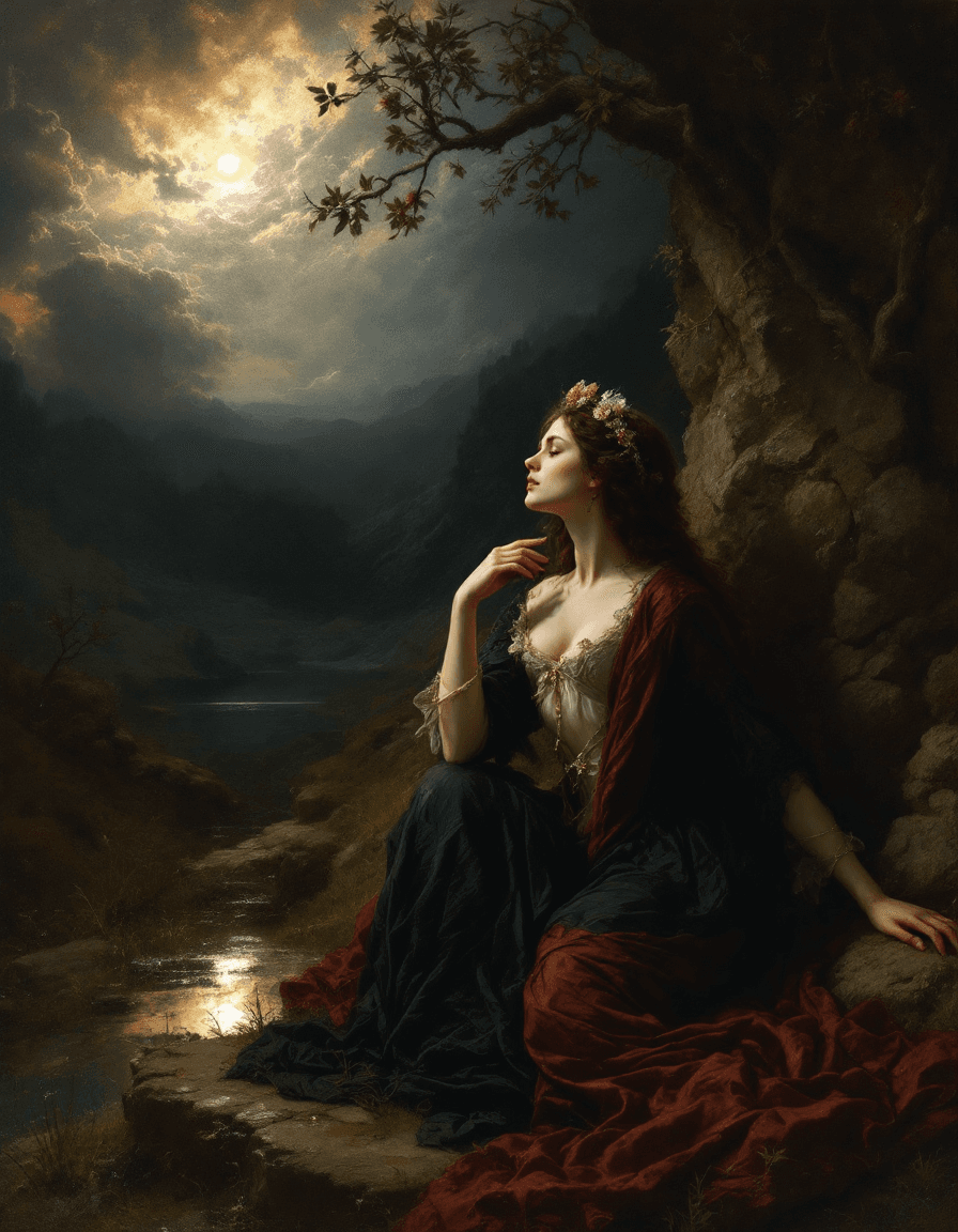 AI generated: Create a beautiful painting by John William Waterhouse. The painting is called La Belle Dame Sans Me...