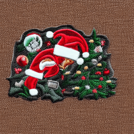AI generated: logo, patch, embroidered, christmas reinder, christmas background, realistic, vintage, 3d, highly de...