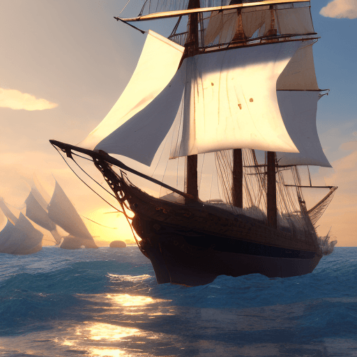 AI generated: Photo of a ultra realistic sailing ship, dramatic light, pale sunrise, cinematic lighting, battered,...