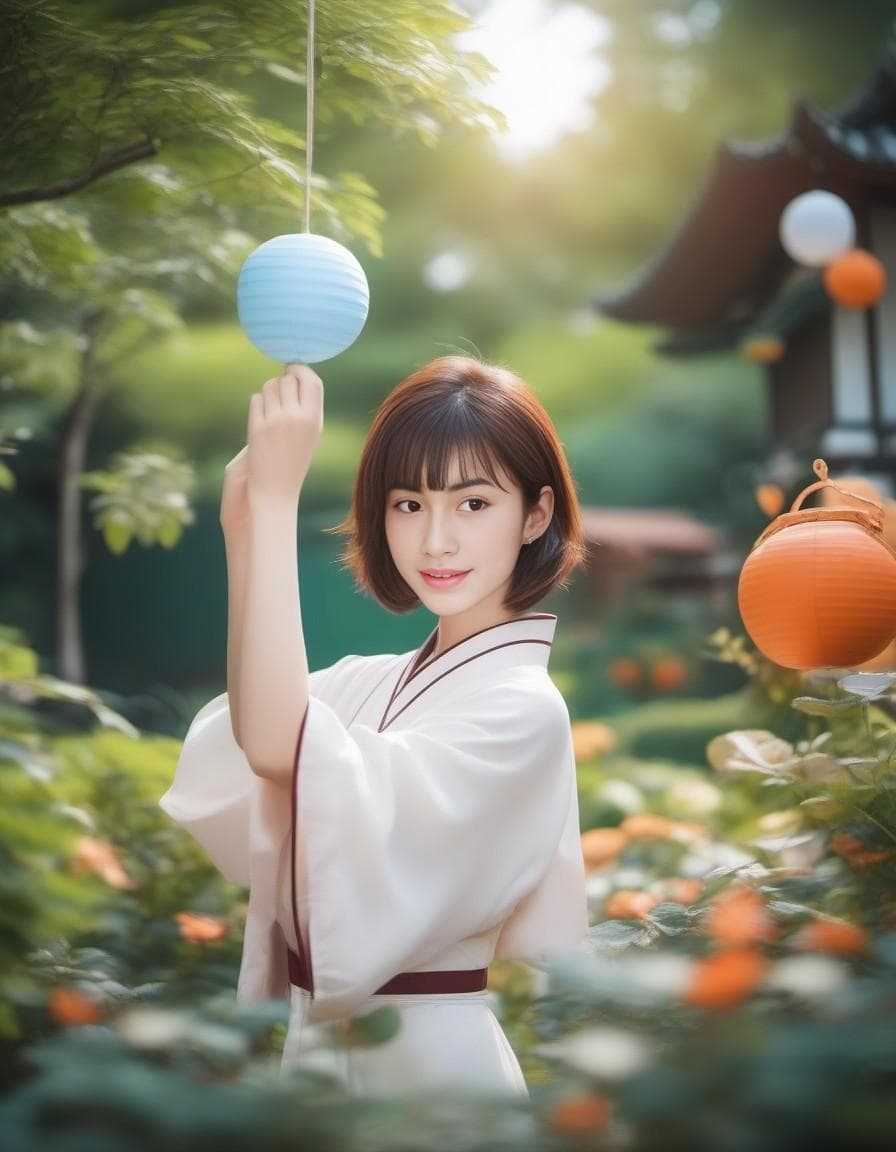 AI generated: HInata playing with Roshi anime in garden