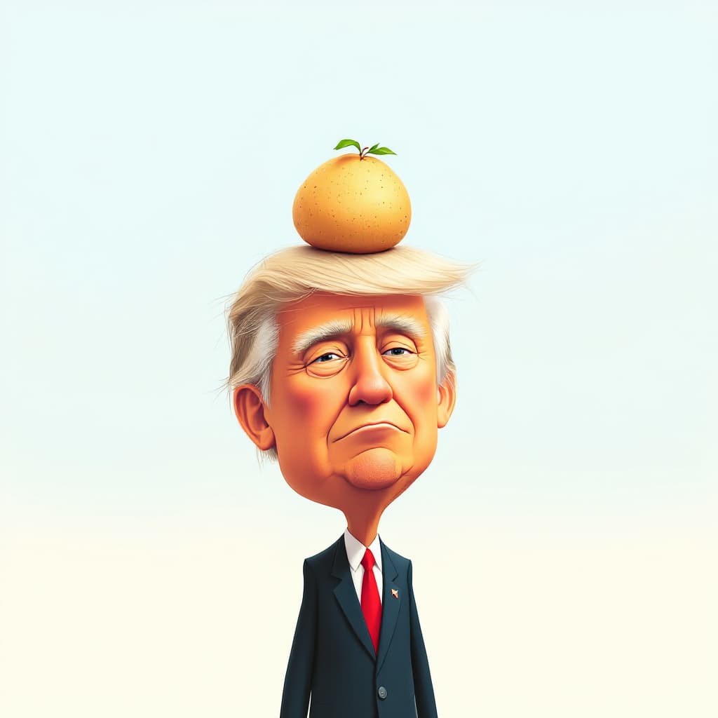 AI generated: The US president with a small potato on his head.