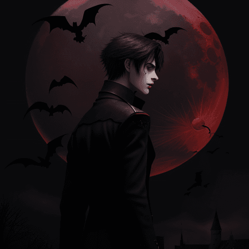 AI generated: He was born at the age of 15, like a vampire, with an abandoned castle, black birds, and a red moon ...