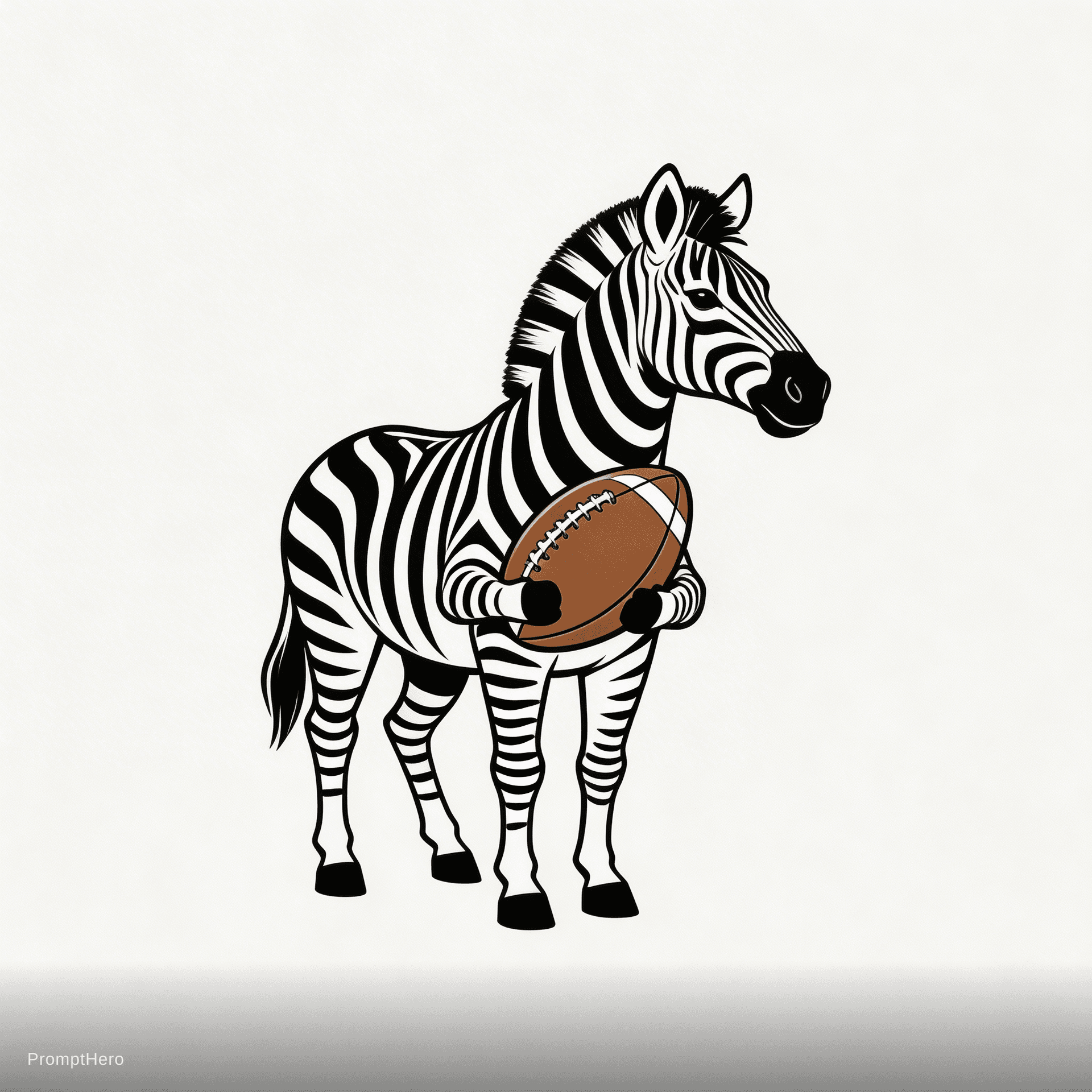 AI generated: zebra wiht  rugby ball in colour and for high school boys 


