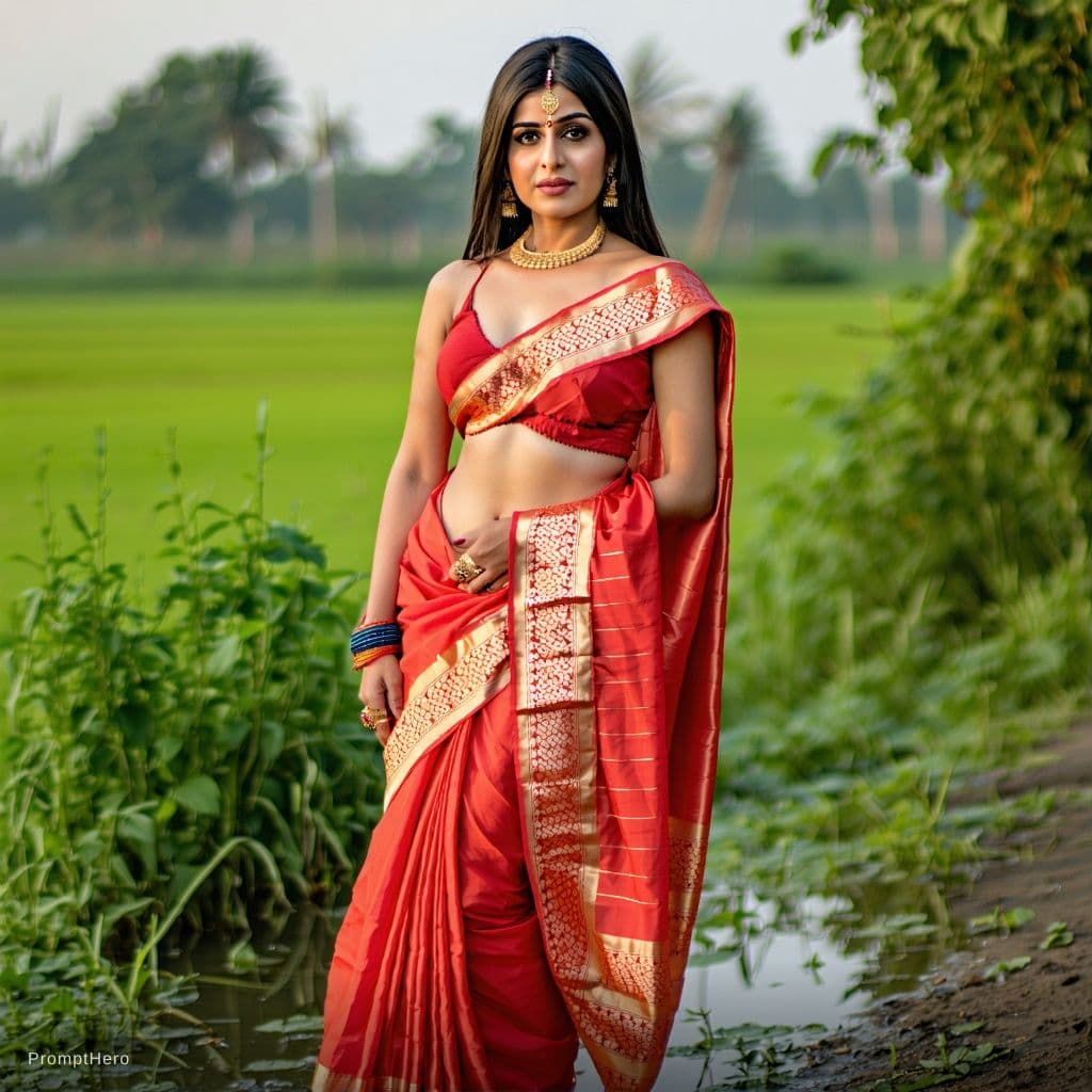 AI generated: full body photo of desi saree woman with big boobs
