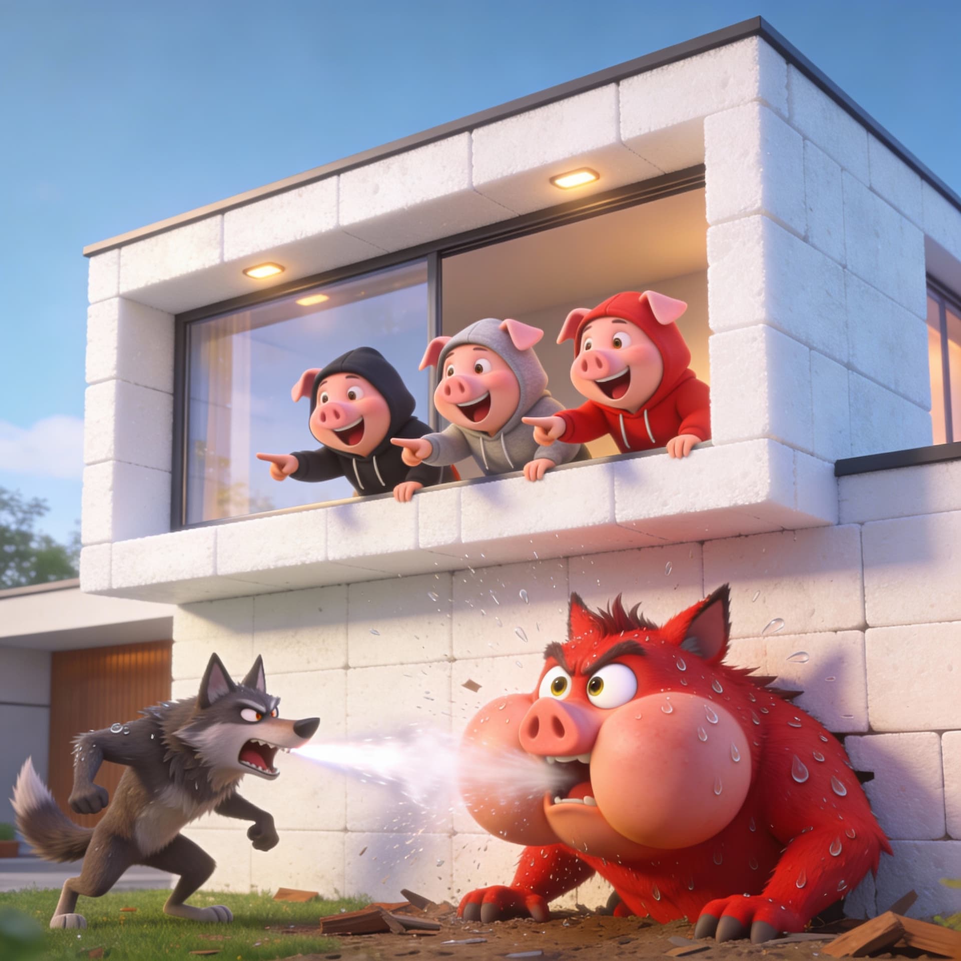 AI generated: Modern 3D cartoon style, Pixar-inspired. A hilarious scene from an ad for a modern house.
A stunning...