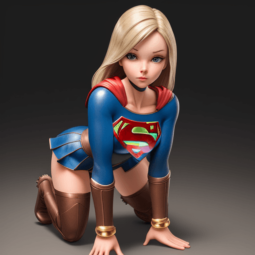 AI generated: super girl bending down hands on bottom,  smooth ,high boots, mini skirt , full body, cute face,  pe...