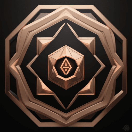 AI generated: A hexagonal metallic emblem with intricate copper and bronze circuitry extending outward, resembling...