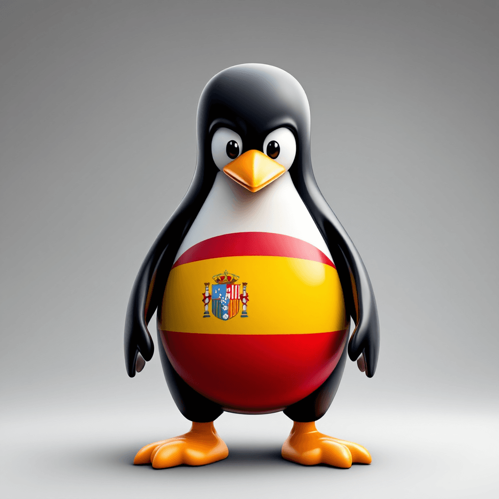 AI generated: linux tux with catalan flag on the belly without any effect and transparent background