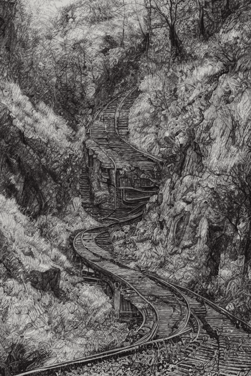AI generated: pen and ink, intricate line drawings, by craig mullins, ruan jia, kentaro miura, greg rutkowski, lou...