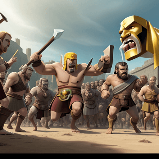 AI generated: ((clash of clans)) inspired in the movie 300 with clash of clans characters