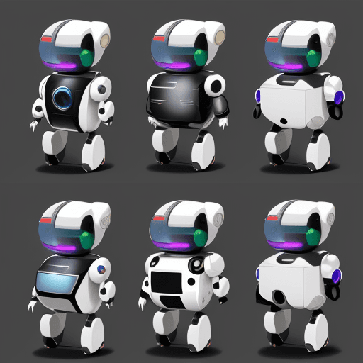 AI generated: 5 different designs  for small personal robot coming from year 2075, Different colors each one, and ...