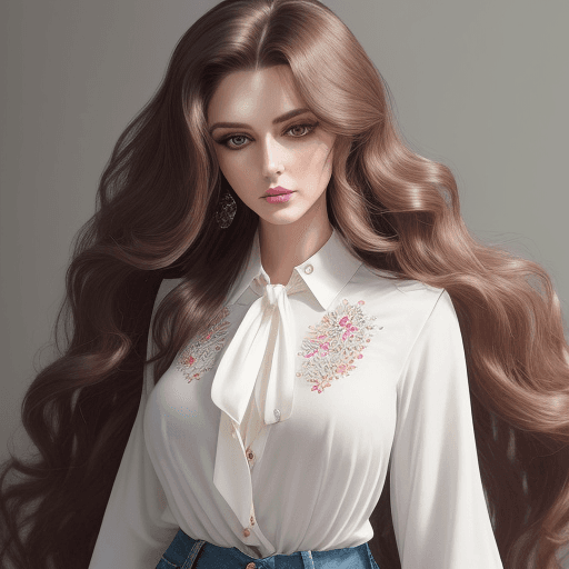 AI generated: An image of a woman with long, voluminous hair in loose waves, her alluring gaze fixed on the camera...