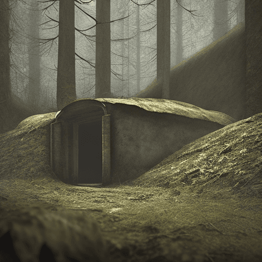 AI generated: Abandoned WW2 german bunker in a dark forest. dark and eerie atmosphere. photorealistic and cinemati...