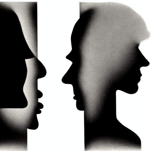 AI generated: two silent faces in silhouette 