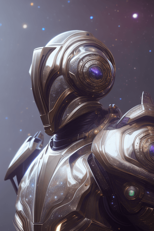 AI generated: dodecahedron multiverse galaxy armor, high fashion, galaxy background , t symmetrical artwork , hype...