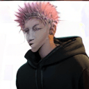AI generated: 1 boy, solo, tall, in hoodie, tall, cowboy shot, hands in pocket, pink hair, looking at viewer, juju...