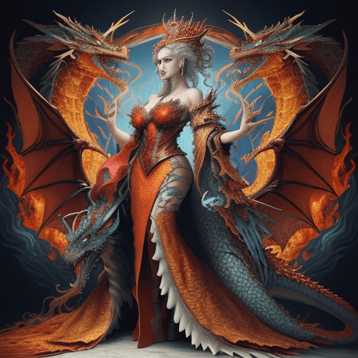 AI generated: Create a hyper-maximalist, detailed cinematic painting that blends the themes of fire and water, fea...