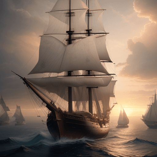 AI generated: Photo of a ultra realistic sailing ship, dramatic light, pale sunrise, cinematic lighting, battered,...