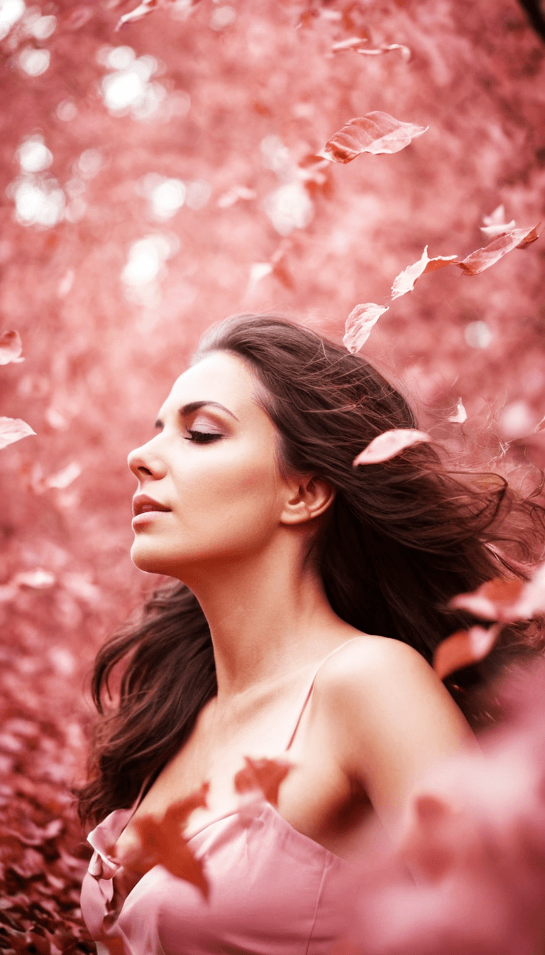 AI generated: digital art, fashion editorial, a close portrait of beautiful darkhaired dreaming woman in flying pi...