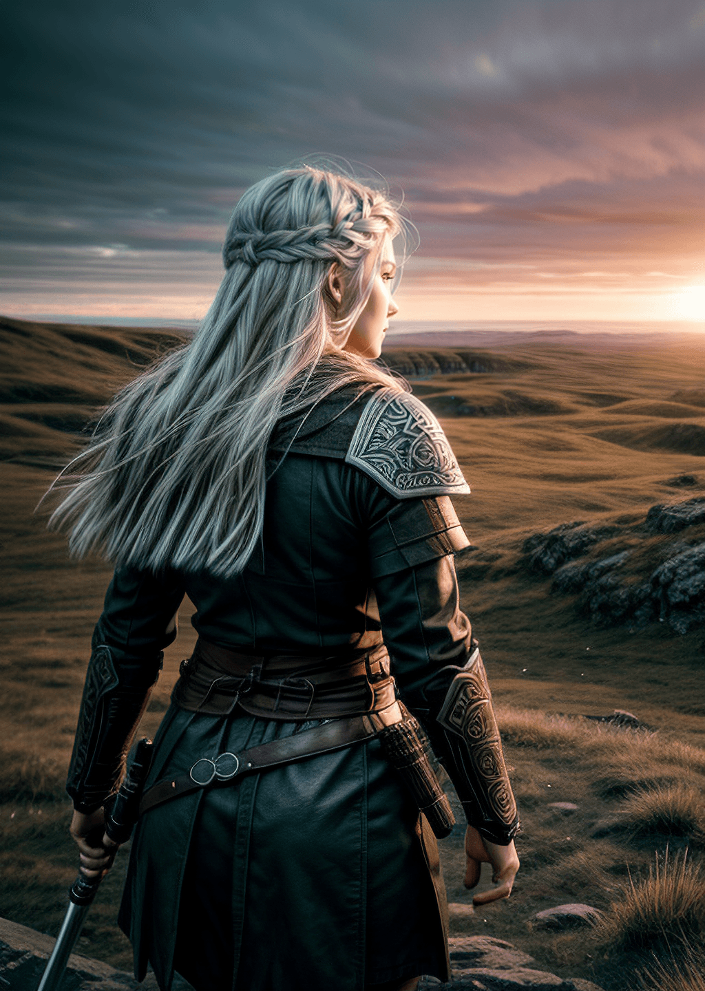 AI generated: female Viking warrior, in the space between life and death, heading into Valhalla, Norse pagan, walk...