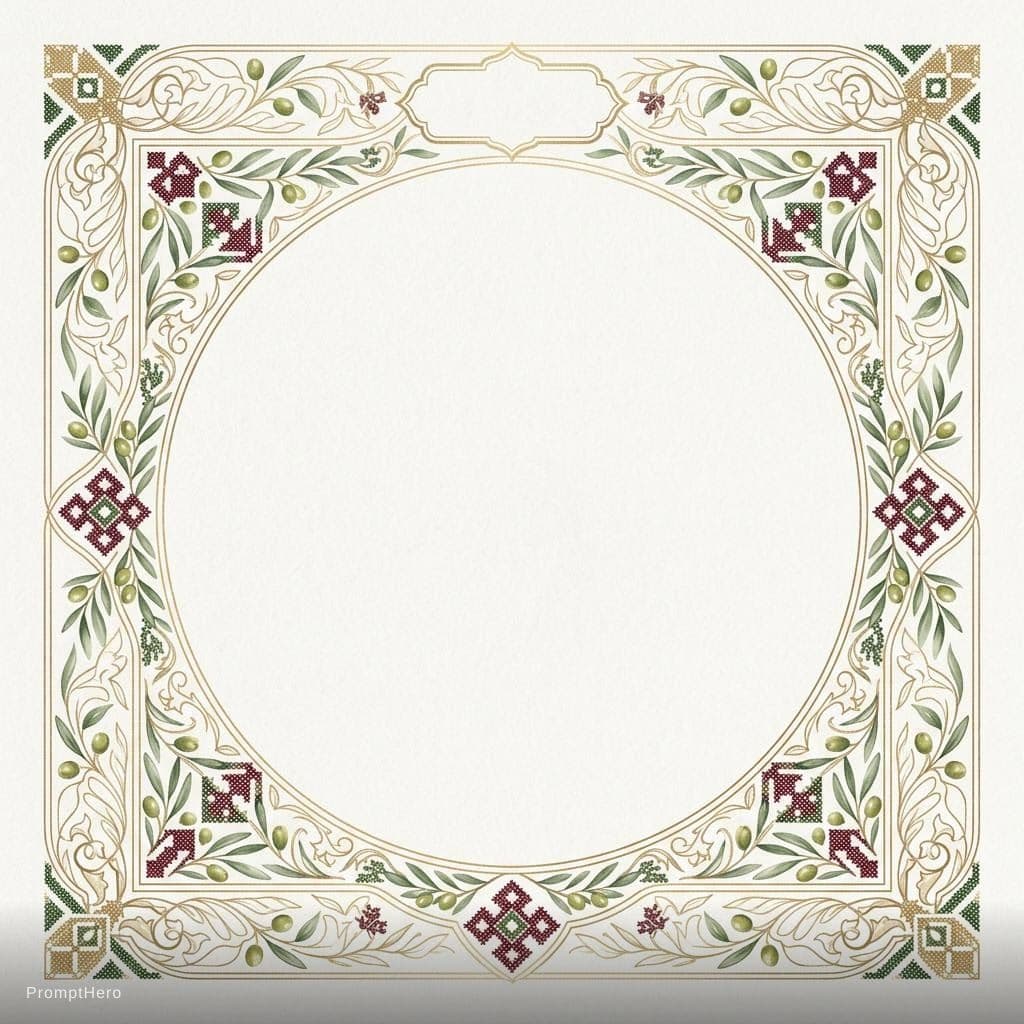 AI generated: A luxurious and minimalist artistic border with a deep Palestinian and Arabic identity, inspired by ...