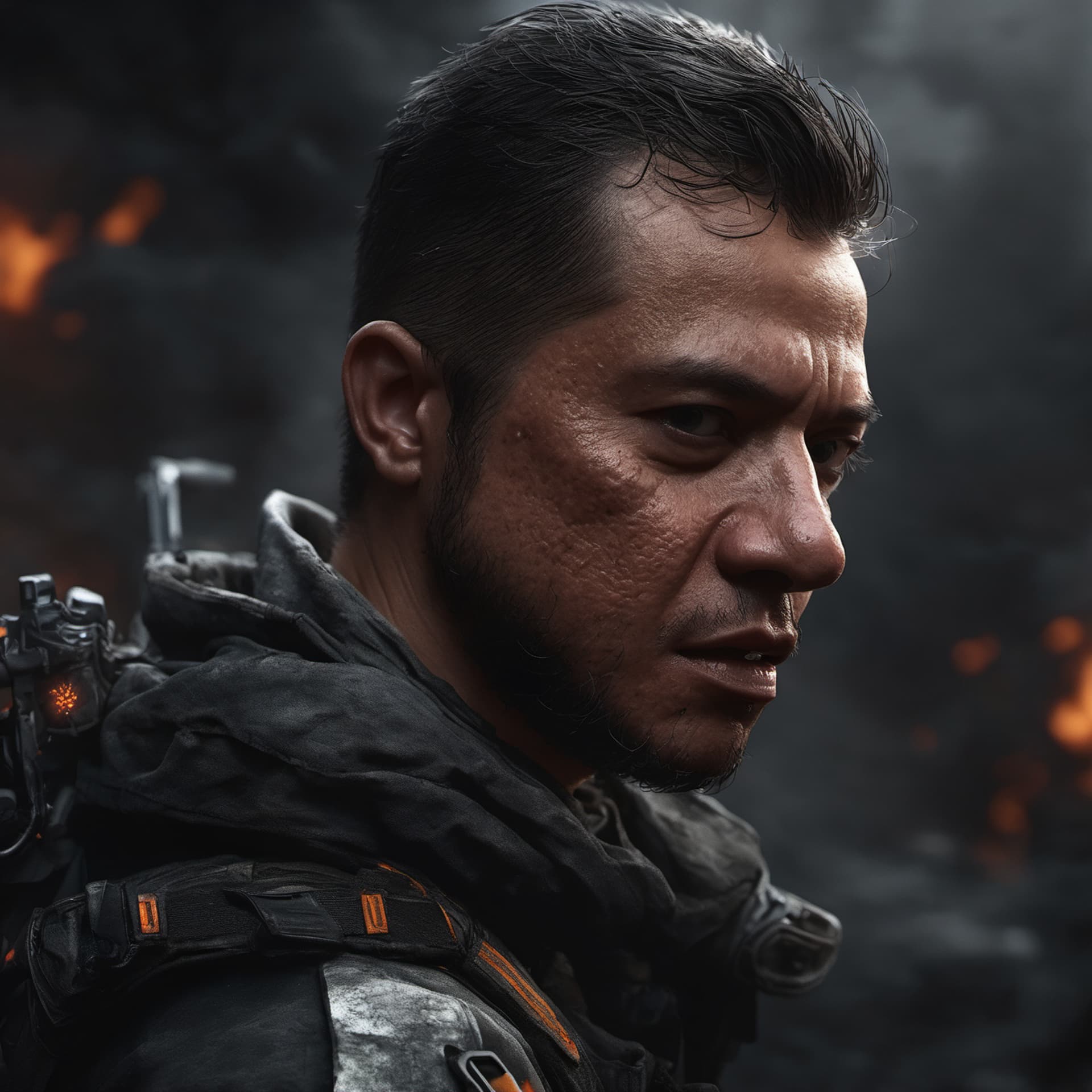 AI generated: portrait a man inspired by the Pc game "the Division ", portrait a man with black armor (no flag atr...