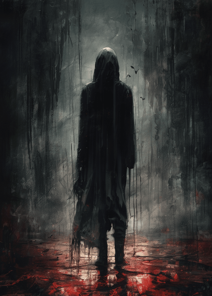 AI generated: fear, brutal composition, gloomy background, dark tones, horror, masterpiece, dramatic, digital art ...