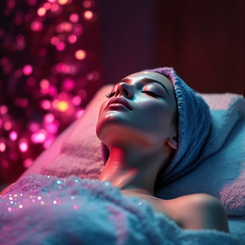 AI generated: “uma mulher em uma maca fazendo relaxamento em um spa em uma clinica confortável,sofisticada.“