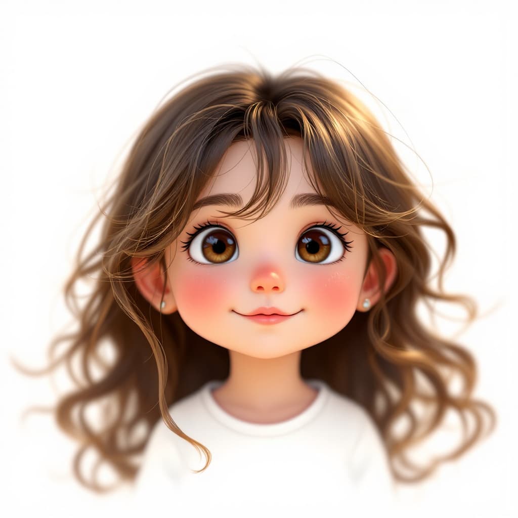 AI generated: a simple cartoon of a beautiful baby with brown hair , white background, princesscore, I can't belie...