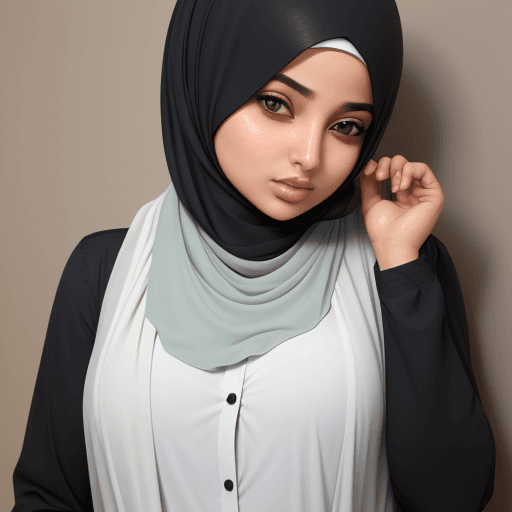 AI generated: A hijabi Muslim women,shy,hot,horney