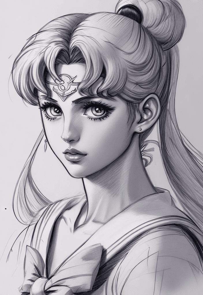 AI generated: sailor moon sketch portrait