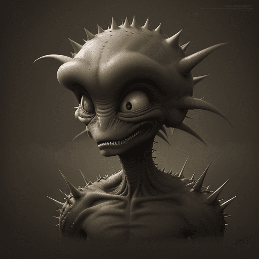 AI generated: cartoon alien character illustration and concept, in the style of worthington whittredge, spiky moun...