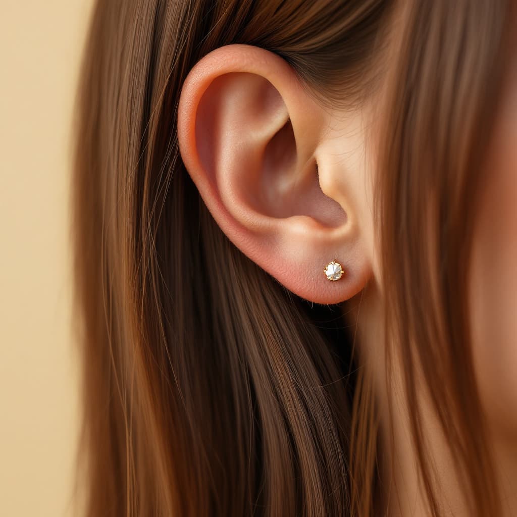 AI generated: A high-resolution close-up of a realistic right human ear with clean, smooth skin, no earrings or je...