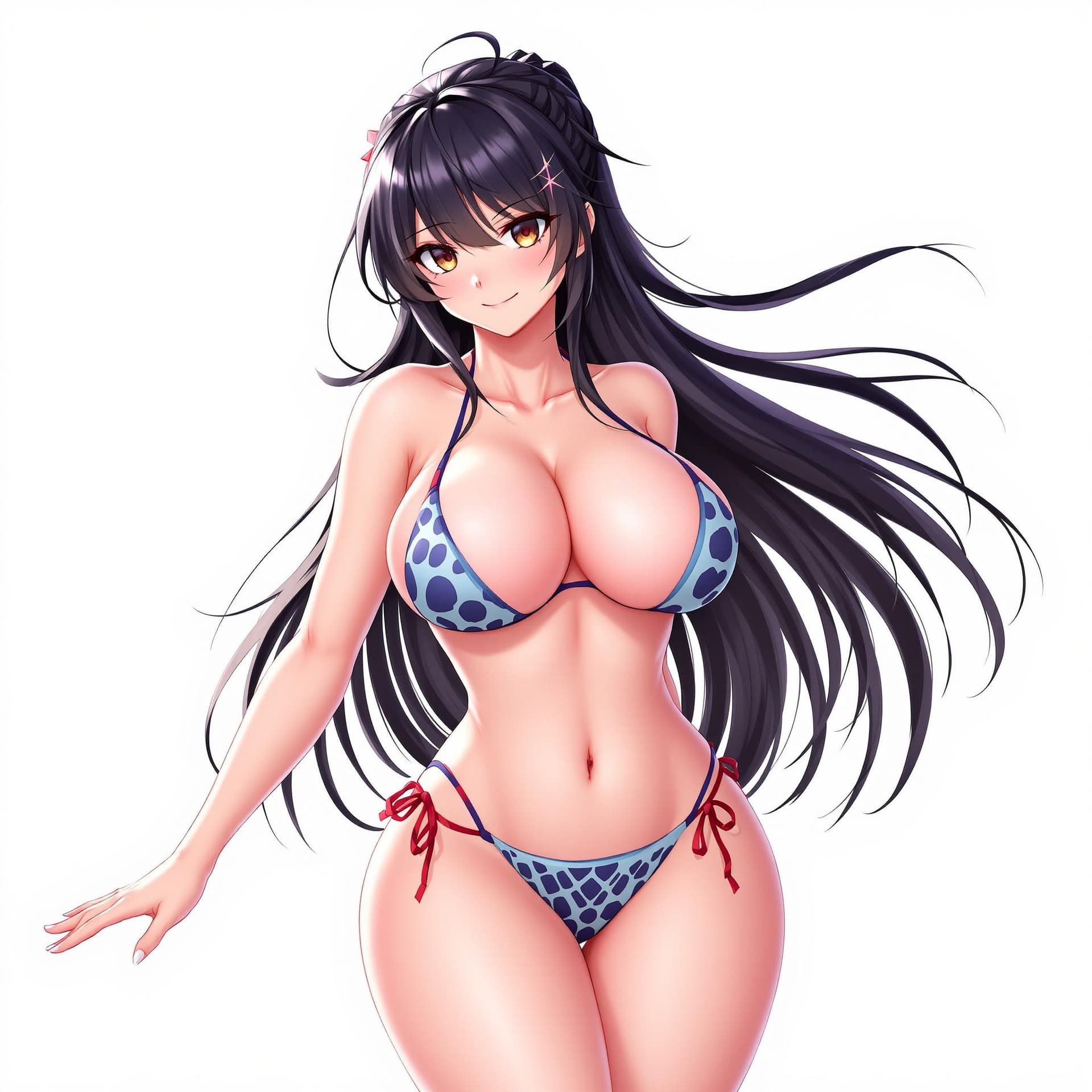 AI generated: Anime girl Chigiri Hyoma, girl version, wearing bikini, big chest
