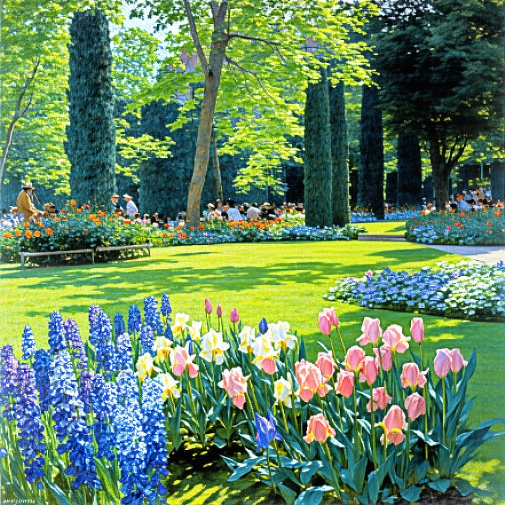 AI generated: (Masterpiece), (("Irisbeet in Monets Garten"
 (1900) by Claude Monet ) )), Inspired by the style il...