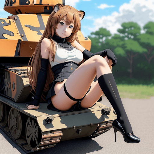 AI generated: masterpiece, taiga aisaka, smug, cute face, anime, anime face, girl sit on the front of realistic ta...
