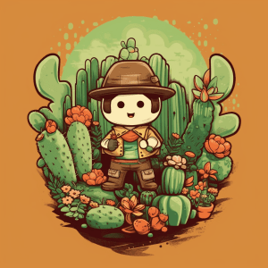 AI generated: Tshirt illustration, Mexico-themed cactus, hd, Studio Ghibli, Bronzino, svg, vector, anime-core, bro...